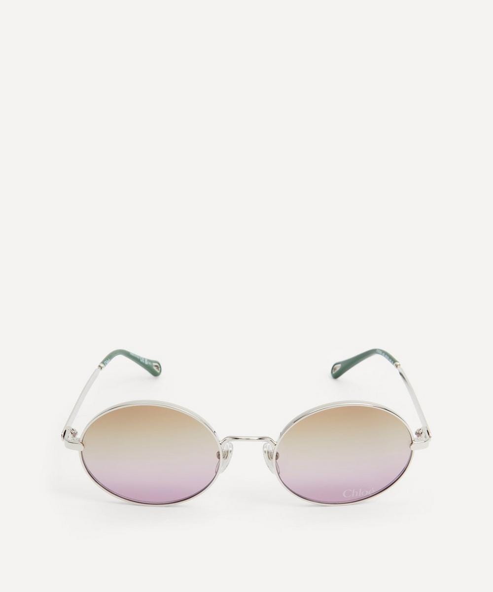 Chloé Oval - Frame Gold - Tone Sunglasses