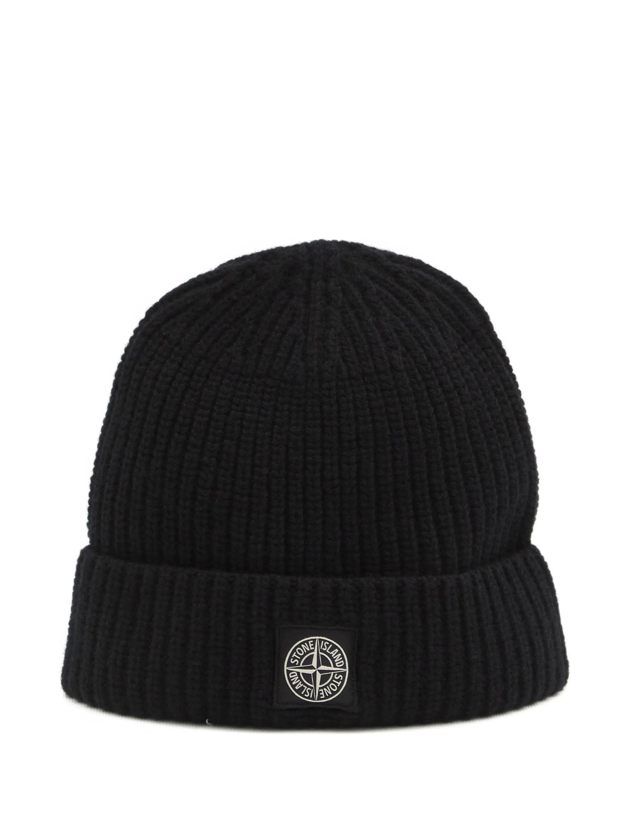 Stone Island ribbed - knit logo beanie