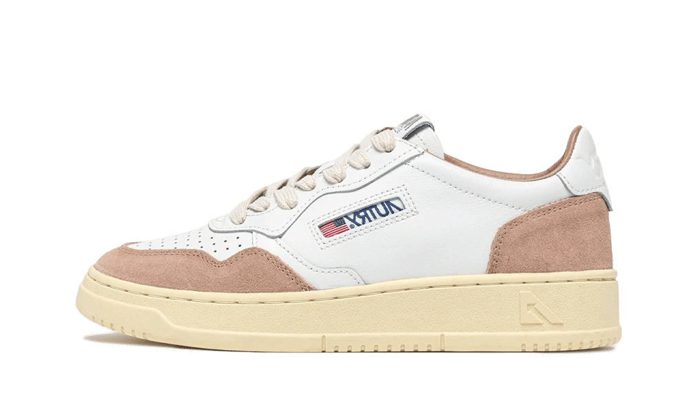 AUTRY Medalist Low Soft Leather Suede White Rose Cannel