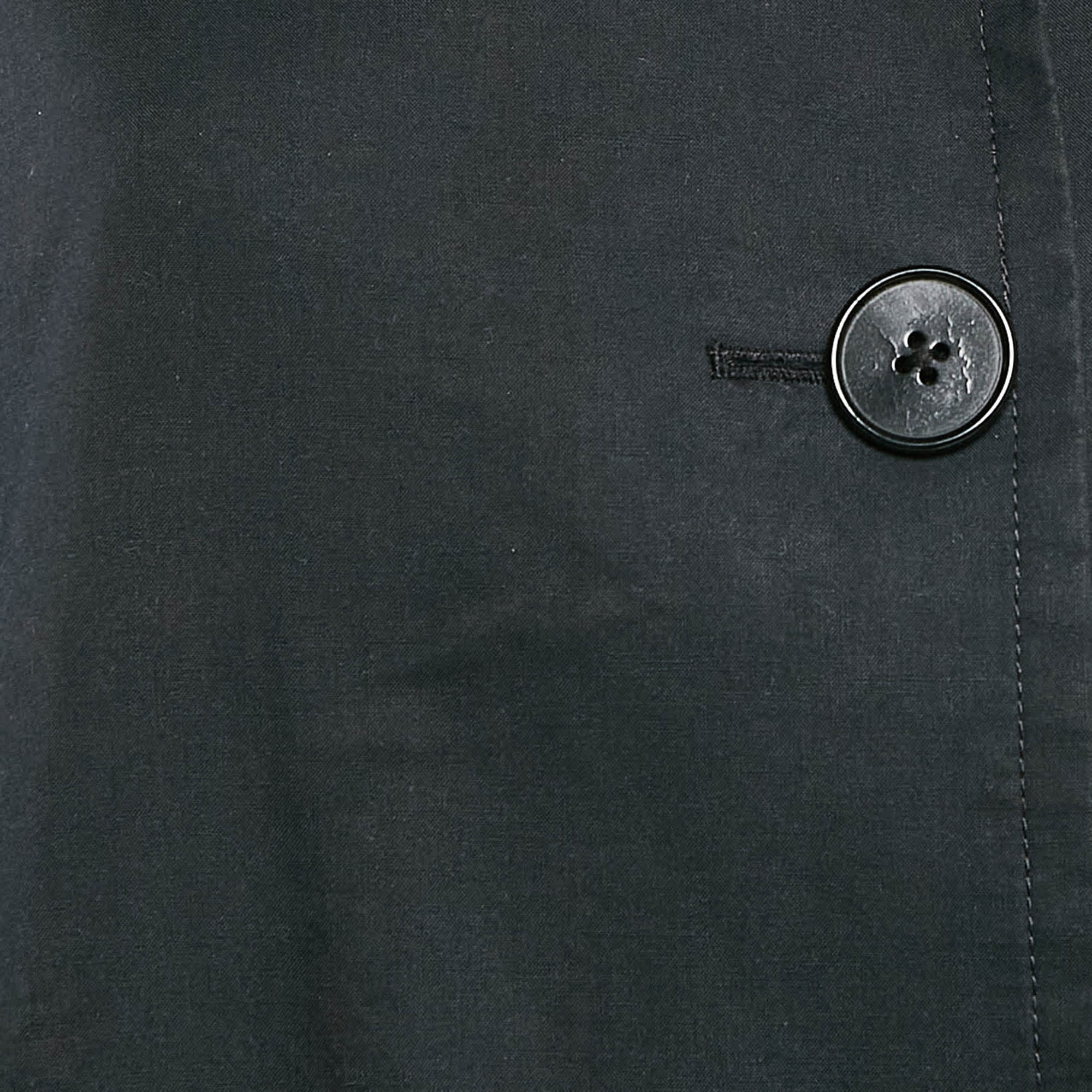 Ralph Lauren Black Cotton Single Breasted High Neck Coat