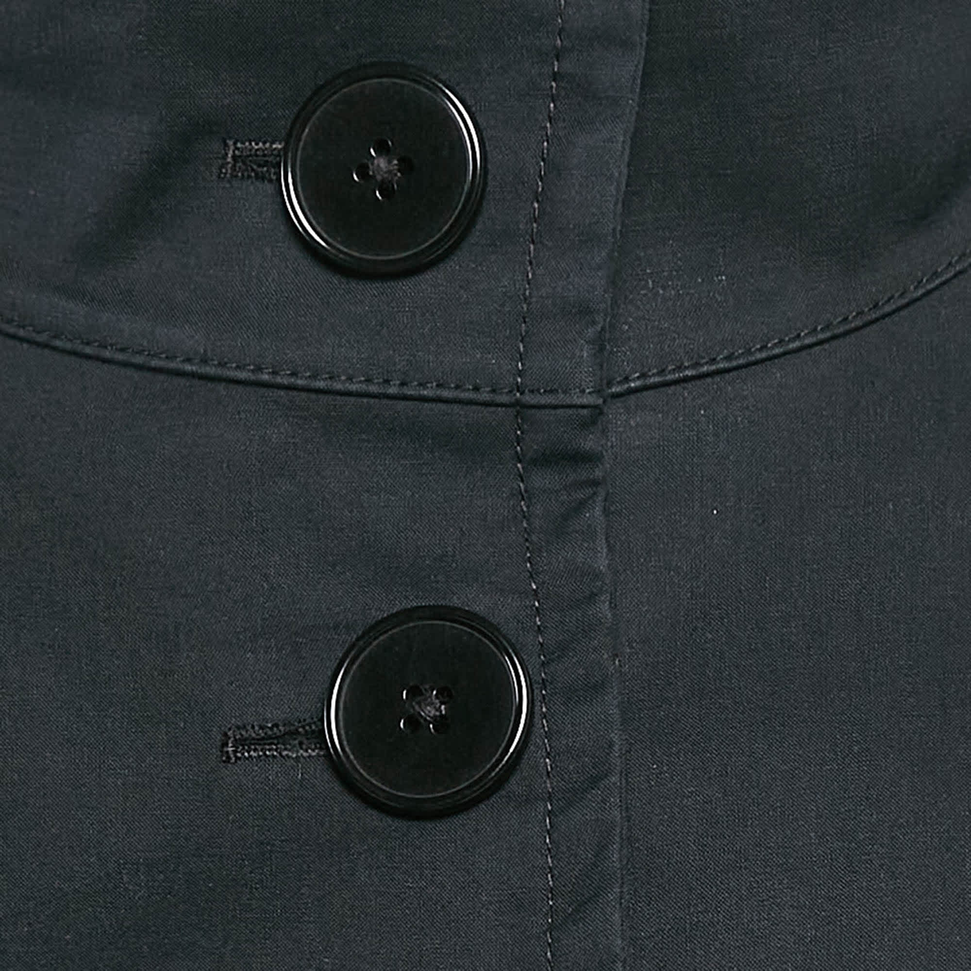 Ralph Lauren Black Cotton Single Breasted High Neck Coat