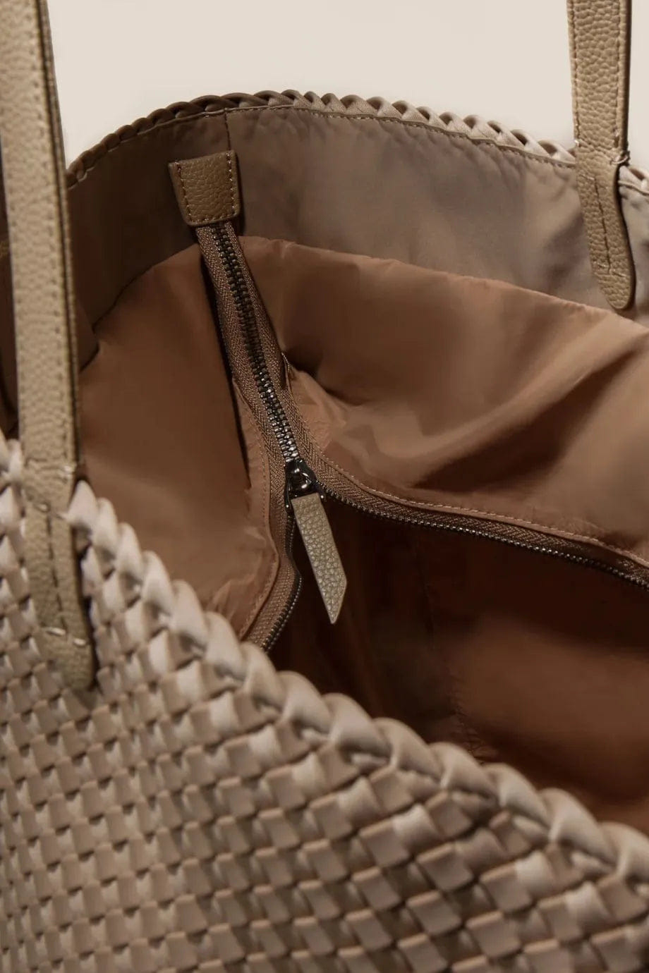 Naghedi Jetsetter Woven Large Tote Bag in Beige