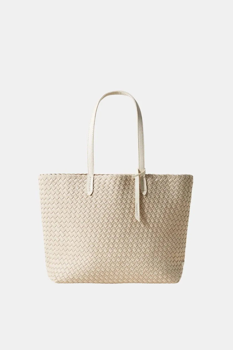 Naghedi Jetsetter Woven Small Tote Bag in Beige