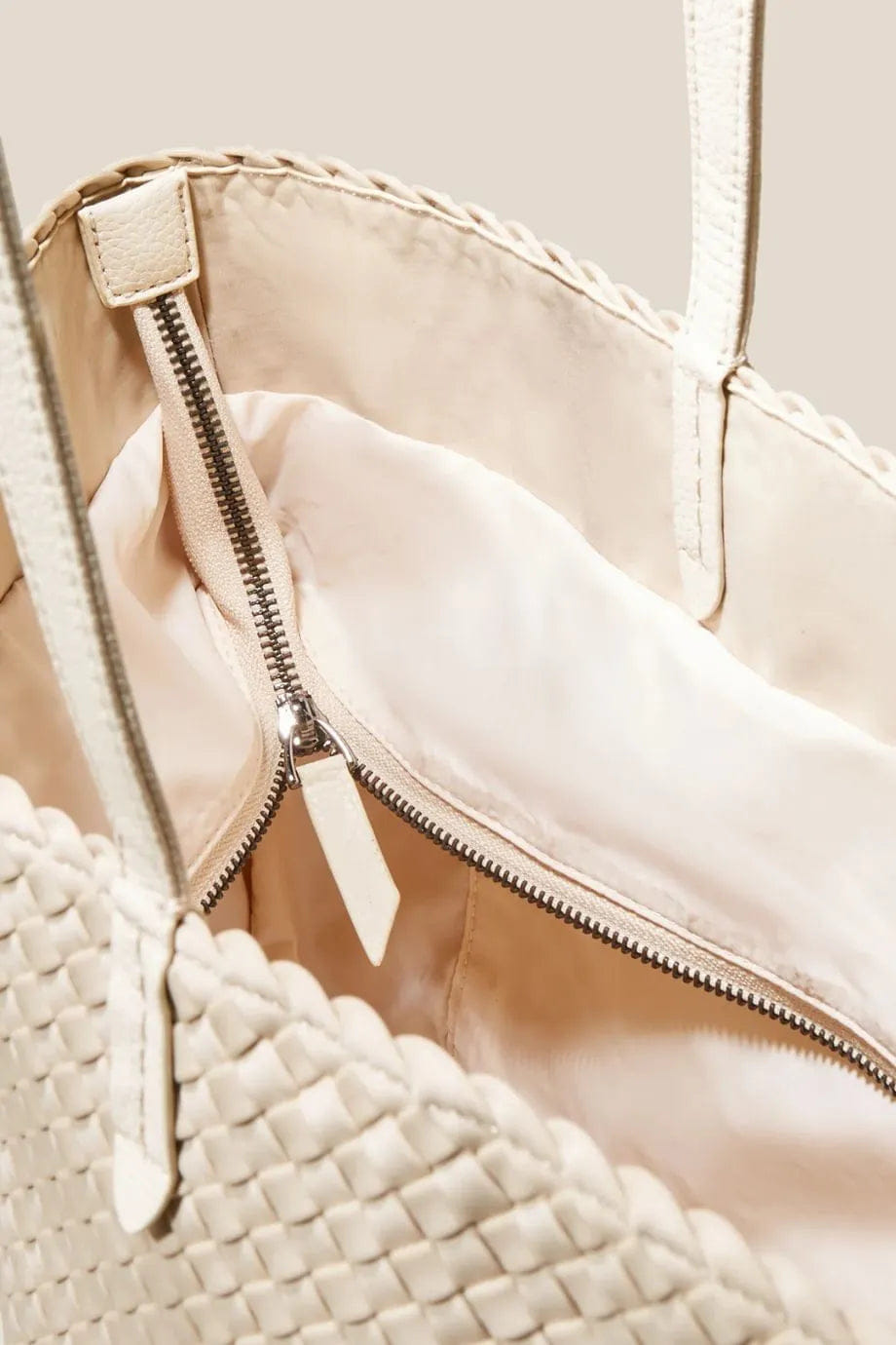 Naghedi Jetsetter Woven Small Tote Bag in Beige