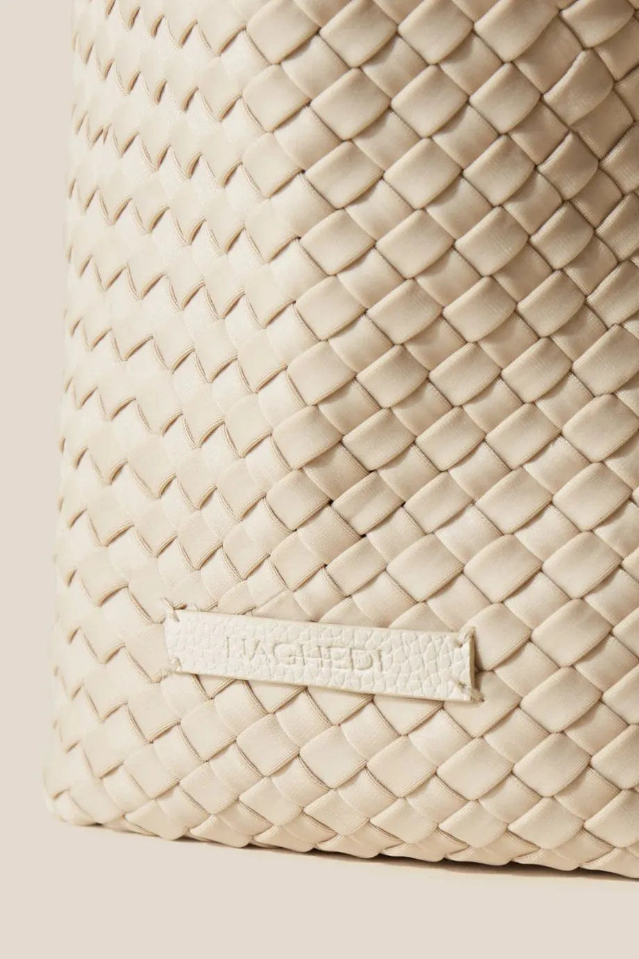 Naghedi Jetsetter Woven Small Tote Bag in Beige