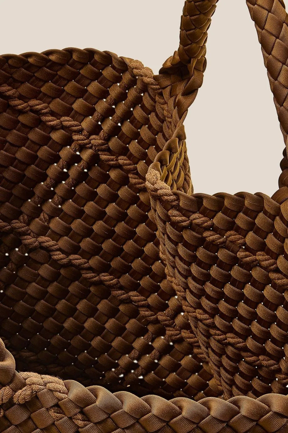 Naghedi St. Barths Woven Rope Large Tote Bag in Brown With Pouch
