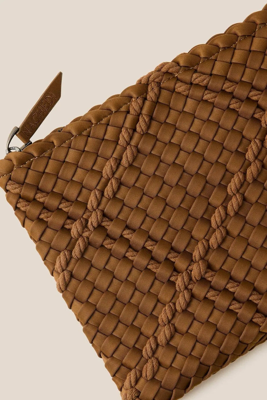 Naghedi St. Barths Woven Rope Large Tote Bag in Brown With Pouch