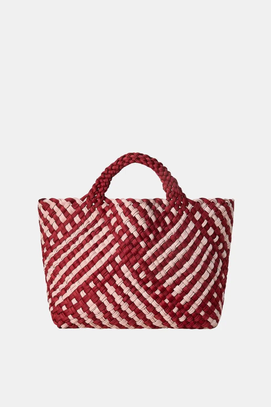 Naghedi St. Barths Double Weave Woven Medium Tote Bag in Red With Pouch