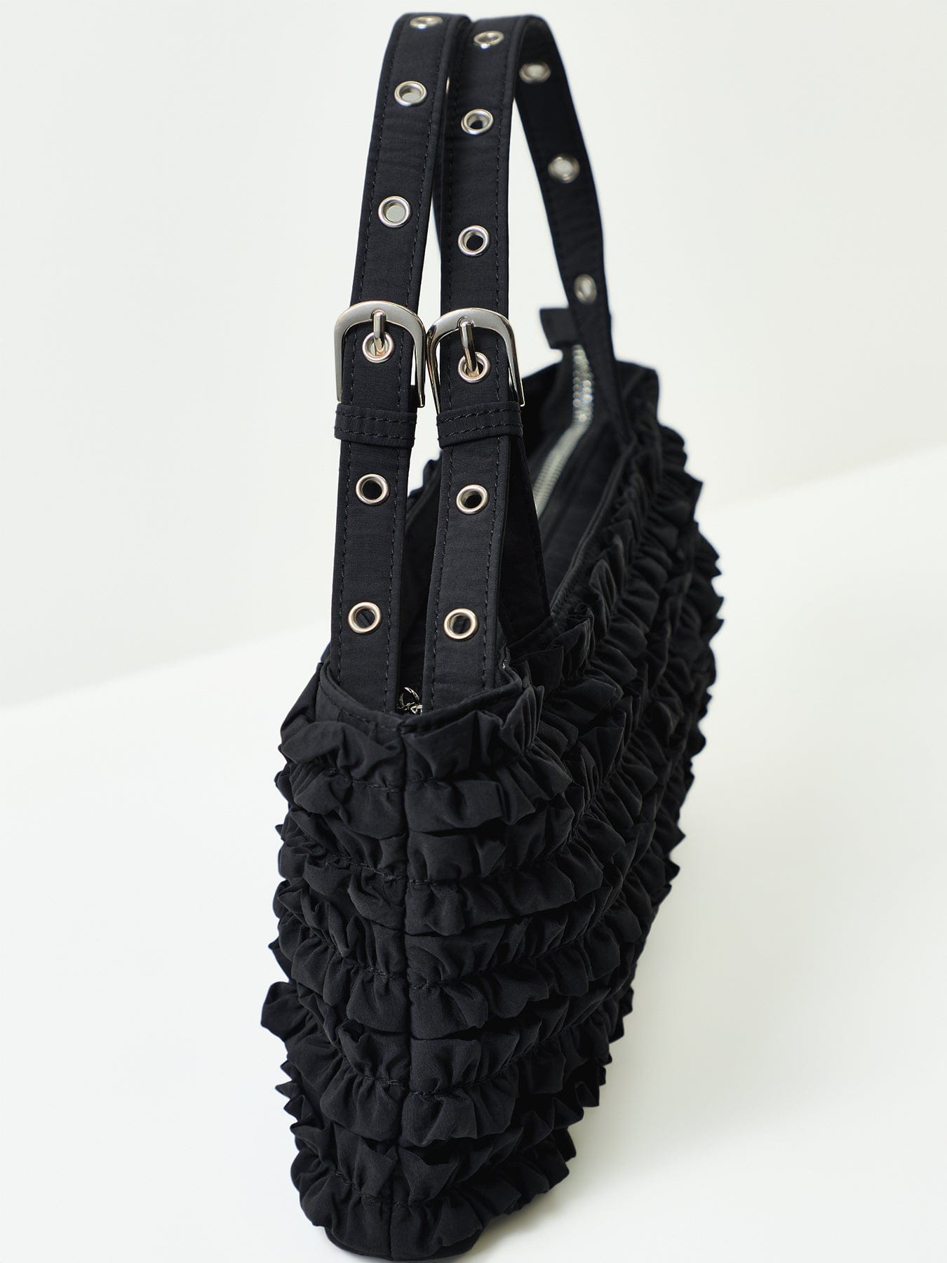 Damson Madder Sophia Ruffle Tote Bag Black