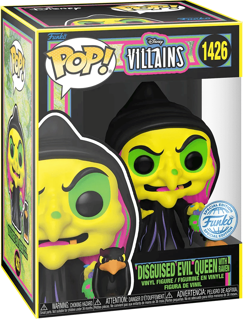 Funko Snow White (1937) - Disguised Evil Queen (with Raven) US Exclusive Blacklight Pop! Vinyl [RS]