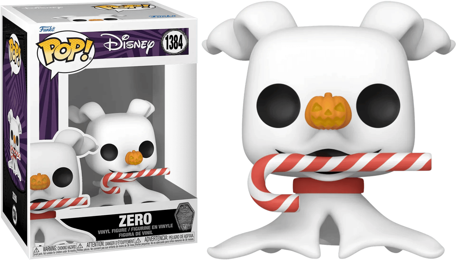 Funko The Nightmare Before Christmas 30th Anniversary - Zero with Candy Cane Pop! Vinyl