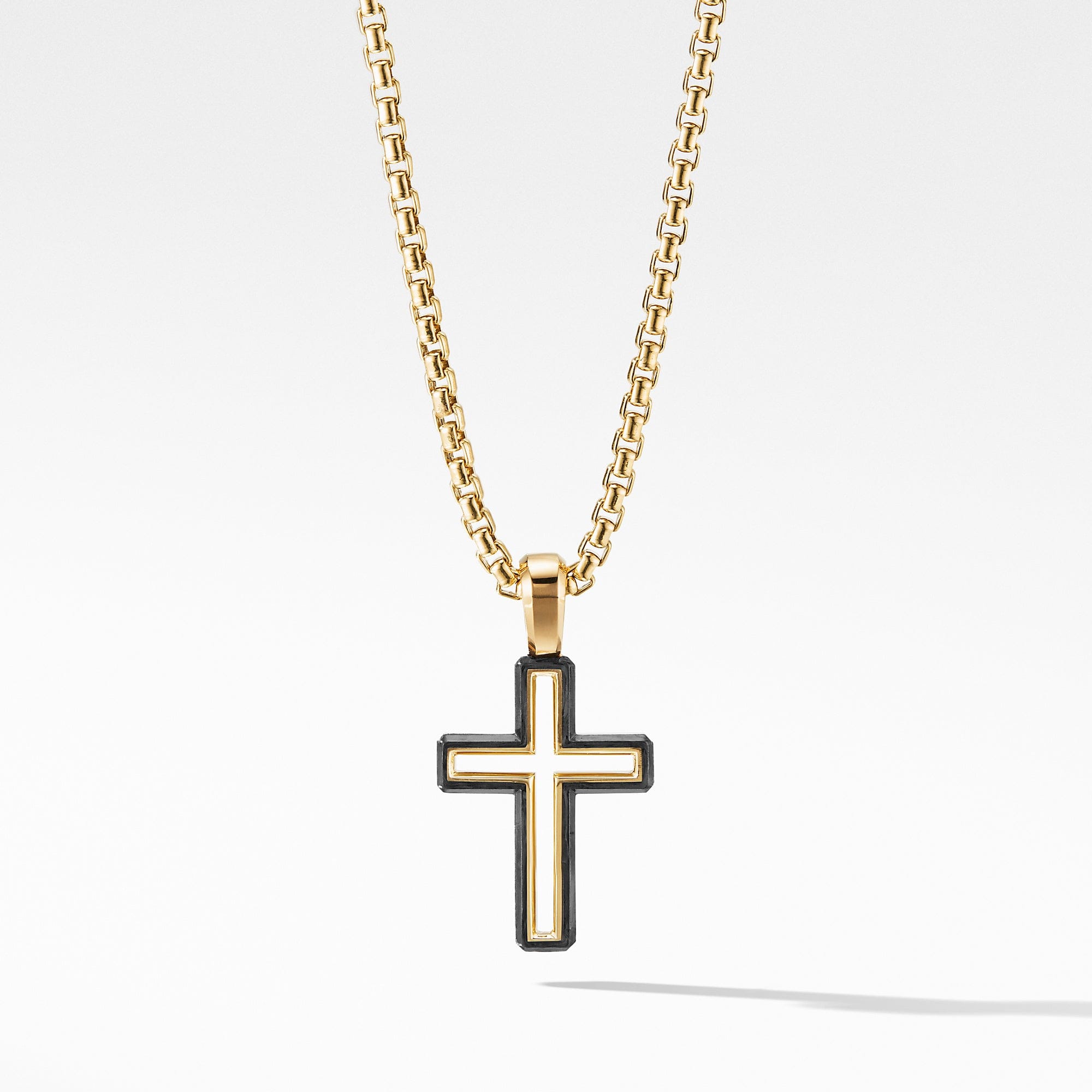 David Yurman Forged Carbon Cross Pendant with 18k Gold - D25165M88BFG