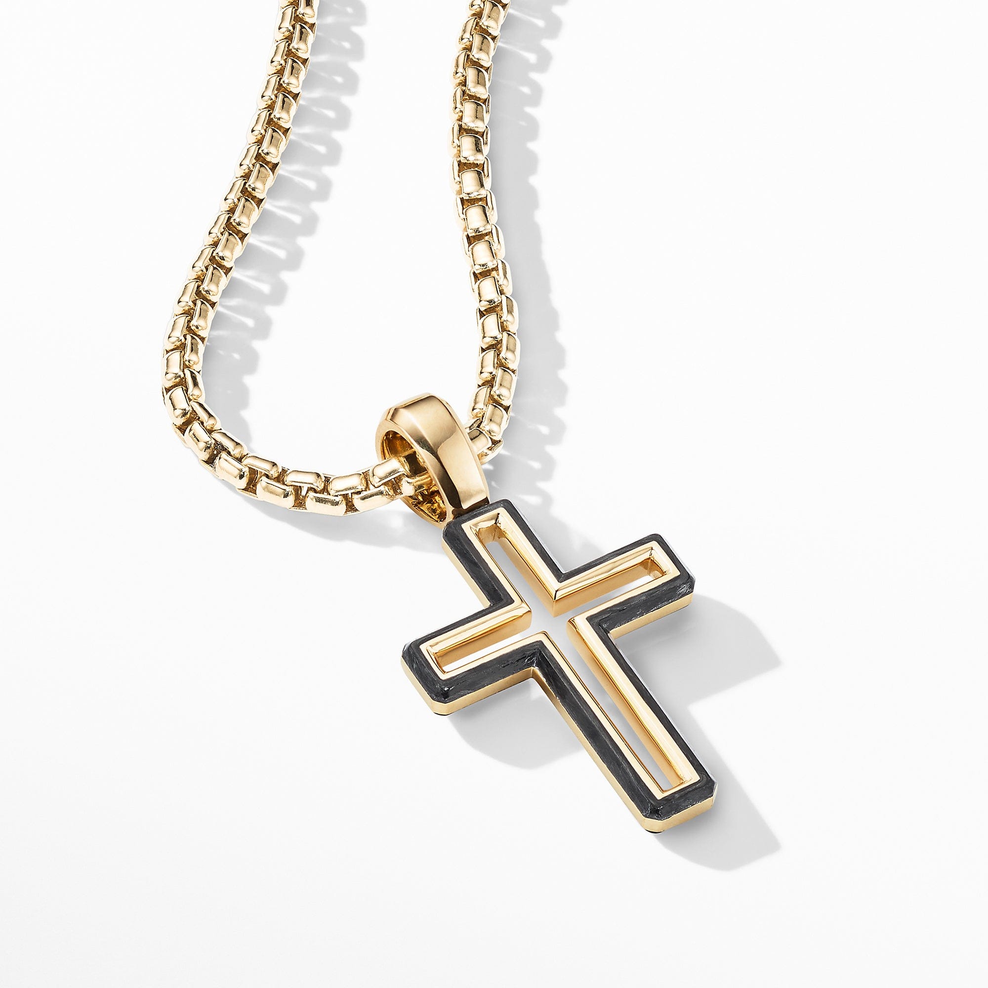 David Yurman Forged Carbon Cross Pendant with 18k Gold - D25165M88BFG