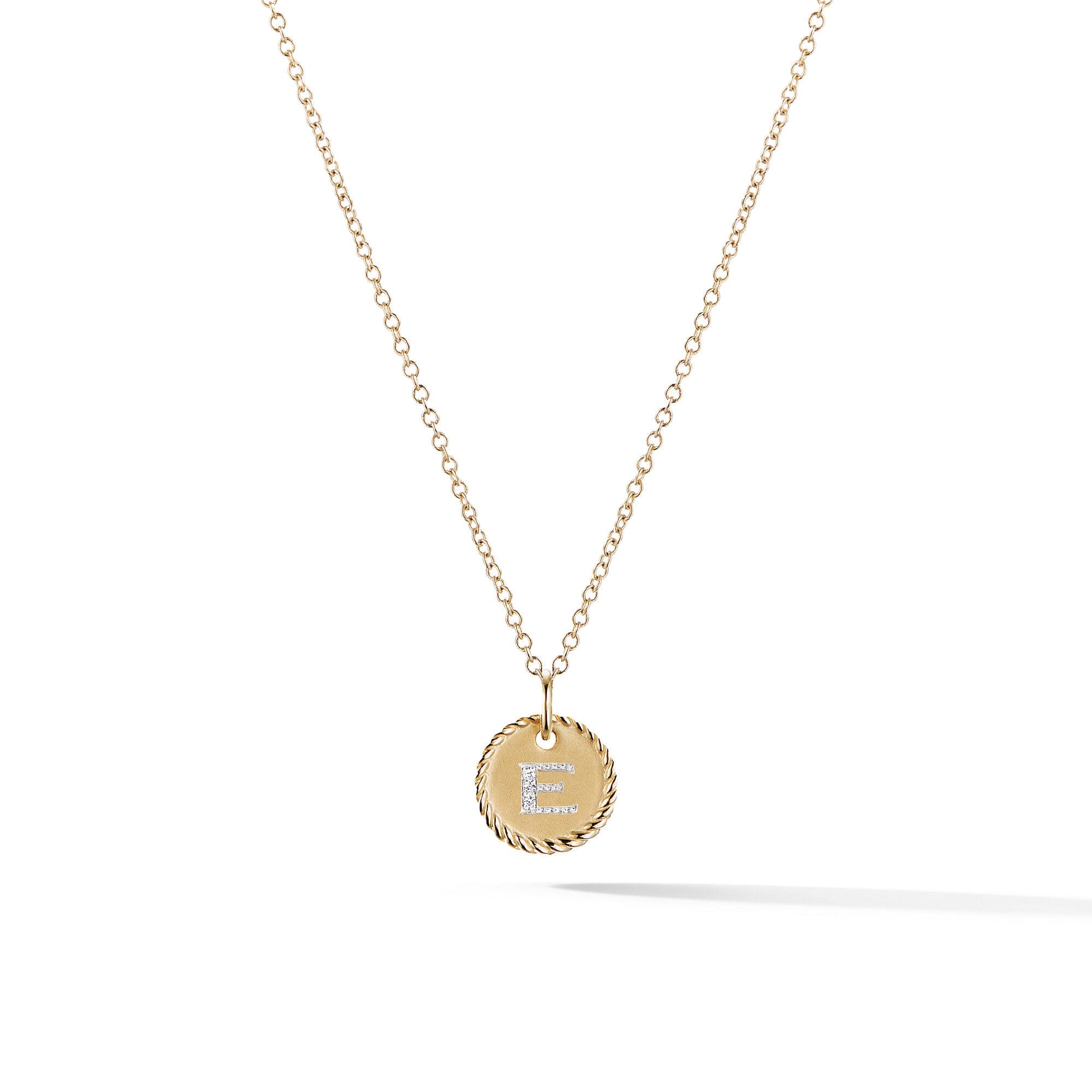 David Yurman Initial Charm Necklace with Diamonds in 18k Gold - N08792 88ADI18E