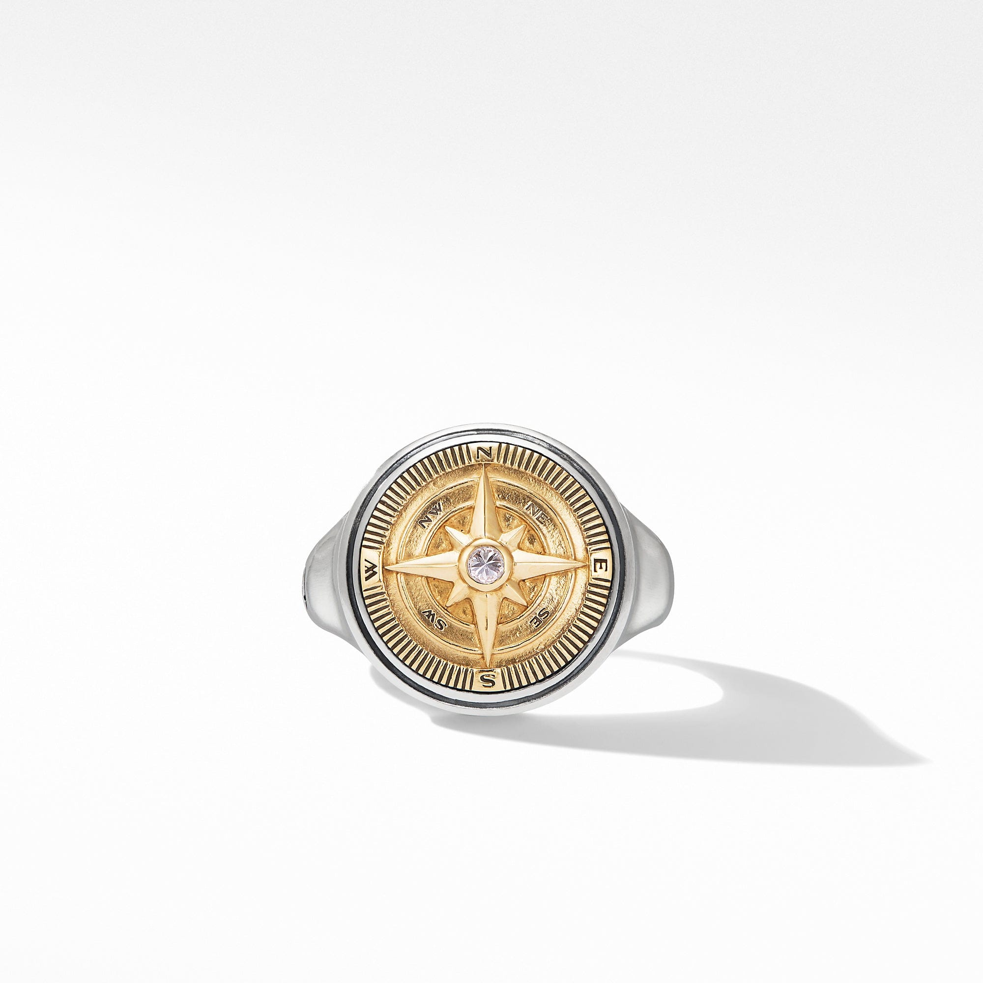 David Yurman Maritime Compass Signet Ring with 18k Gold and Diamond - R25391MS8ADI