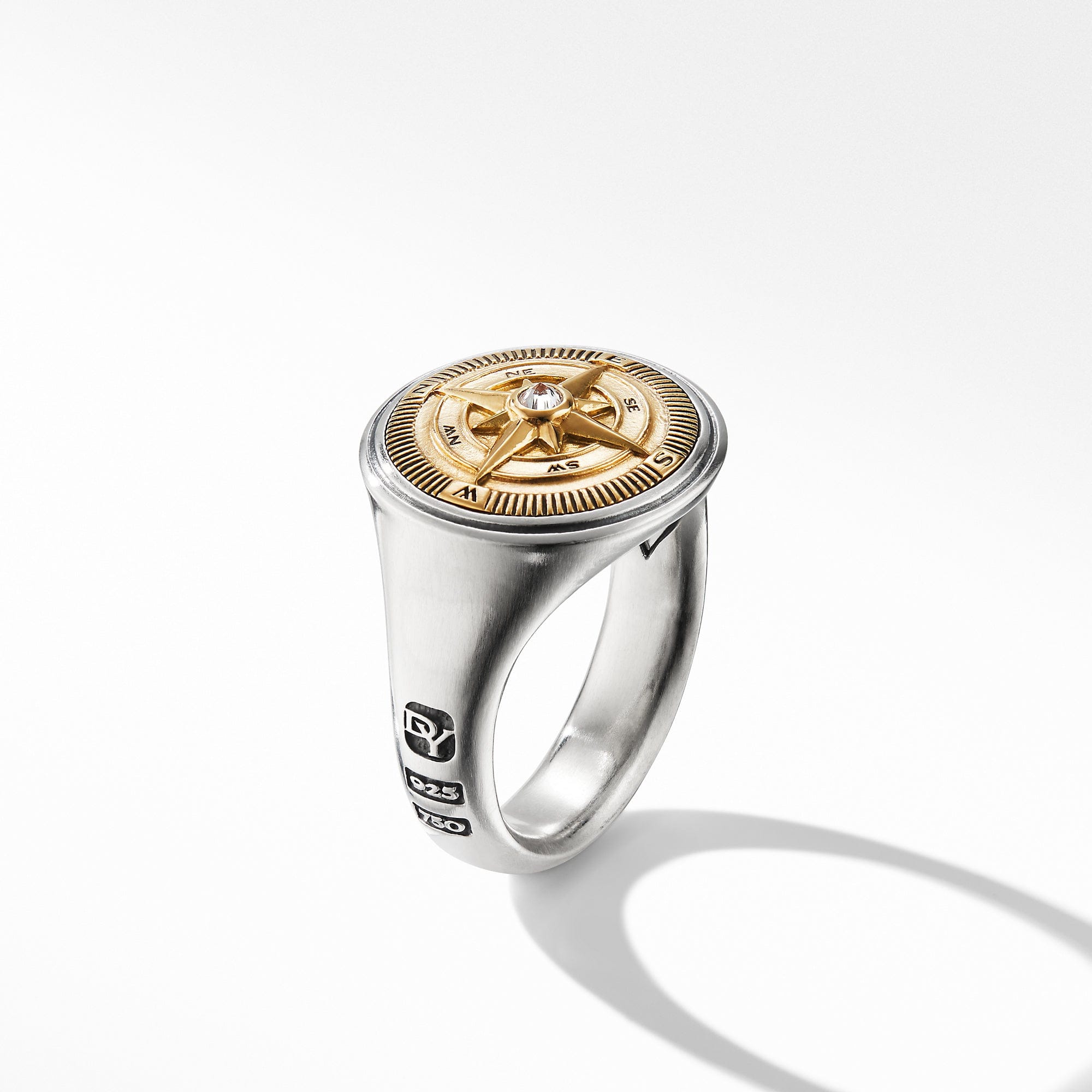 David Yurman Maritime Compass Signet Ring with 18k Gold and Diamond - R25391MS8ADI