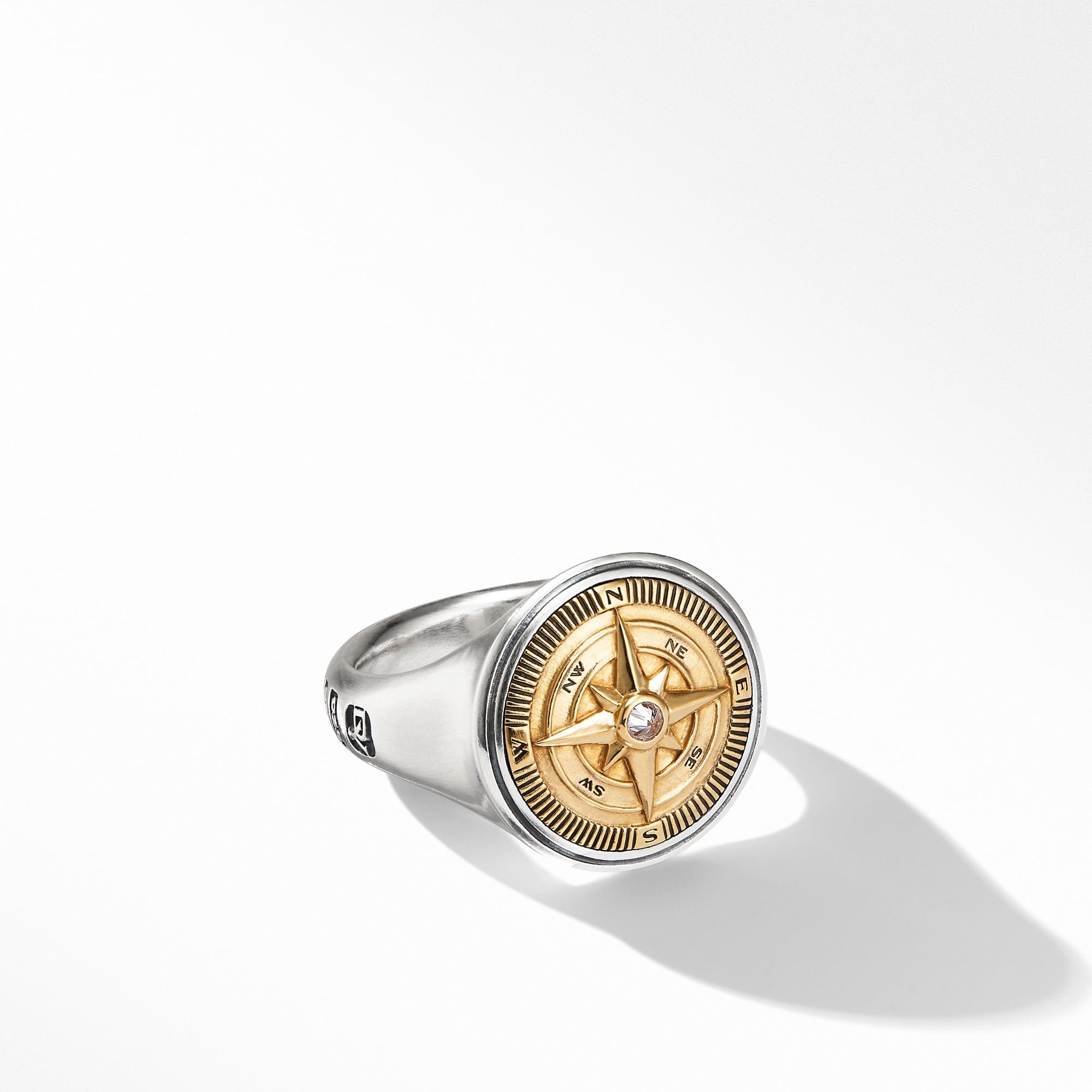 David Yurman Maritime Compass Signet Ring with 18k Gold and Diamond - R25391MS8ADI