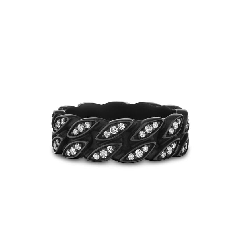 David Yurman Curb Chain Band in Black Titanium with Diamonds, 8 mm, Size 8