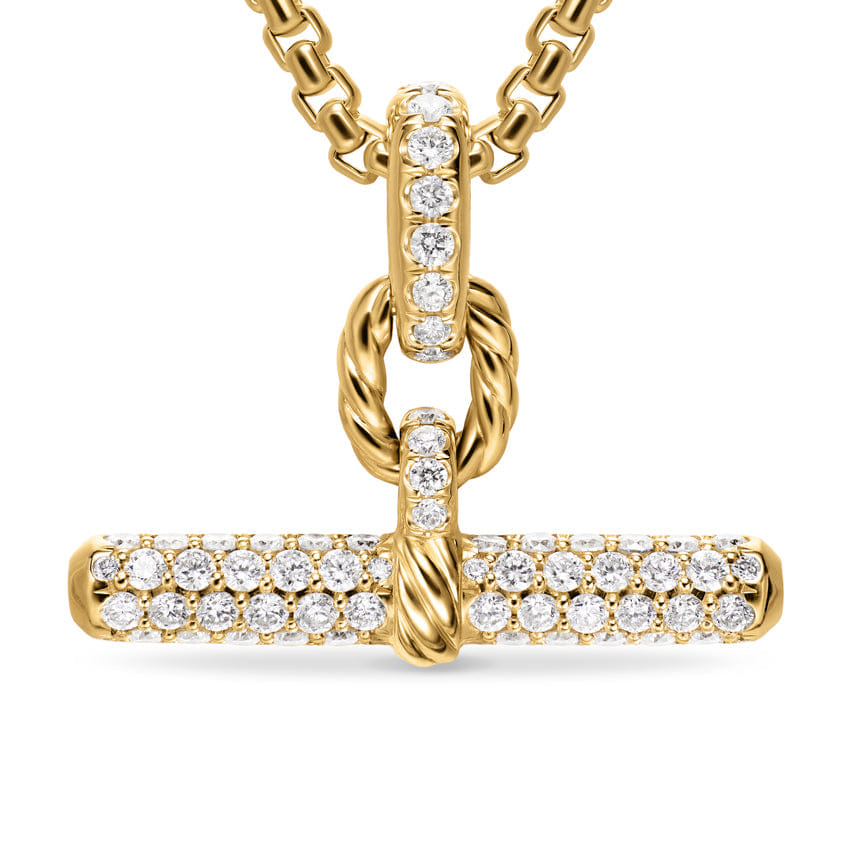 David Yurman DY Madison Toggle Pendant in 18K Yellow Gold with Diamonds, 20.2 mm