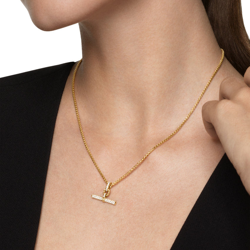 David Yurman DY Madison Toggle Pendant in 18K Yellow Gold with Diamonds, 20.2 mm