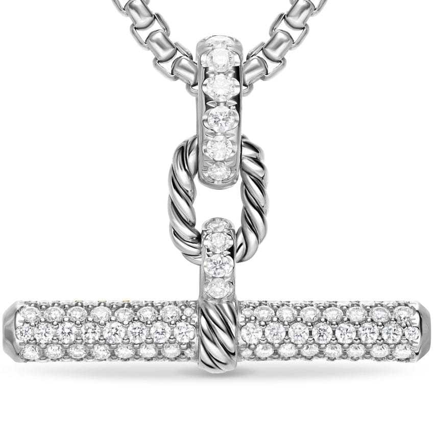 David Yurman DY Madison Toggle Pendant in Sterling Silver with Diamonds, 29 mm