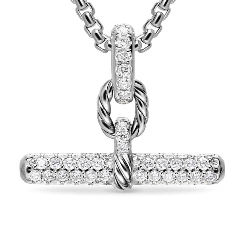 David Yurman DY Madison Toggle Pendant in Sterling Silver with Diamonds, 20 mm