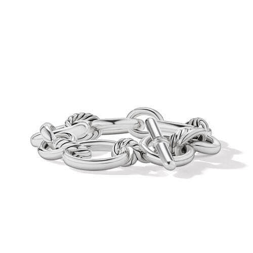 David Yurman DY Mercer Bracelet in Sterling Silver with Pavé Diamonds, Size Medium