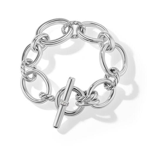 David Yurman DY Mercer Bracelet in Sterling Silver with Pavé Diamonds, Size Medium