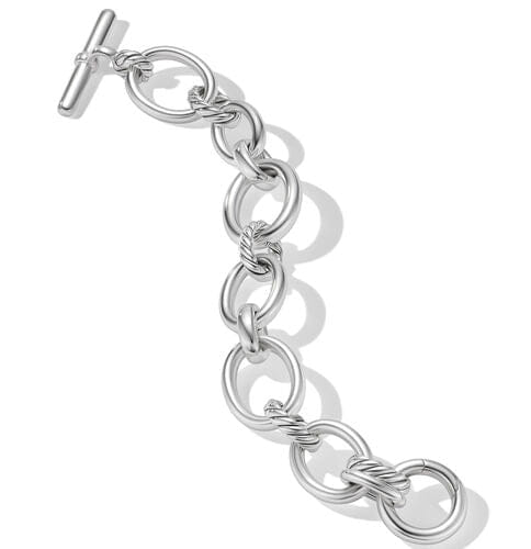 David Yurman DY Mercer Bracelet in Sterling Silver with Pavé Diamonds, Size Medium