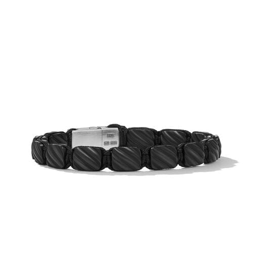 David Yurman Sculpted Cable Woven Tile Bracelet in Black Titanium with Sterling Silver