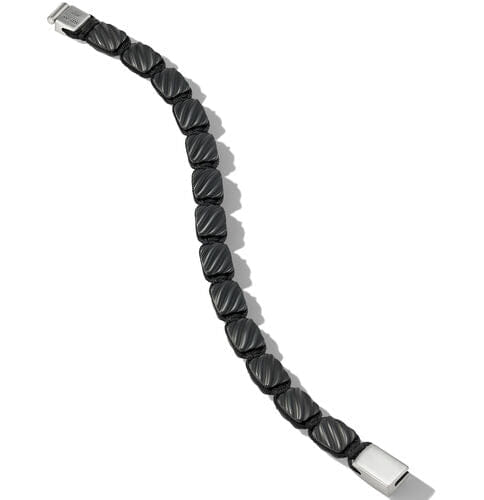 David Yurman Sculpted Cable Woven Tile Bracelet in Black Titanium with Sterling Silver