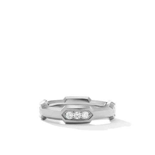 David Yurman Hex Station Band Ring with Pavé Diamonds, Size 10