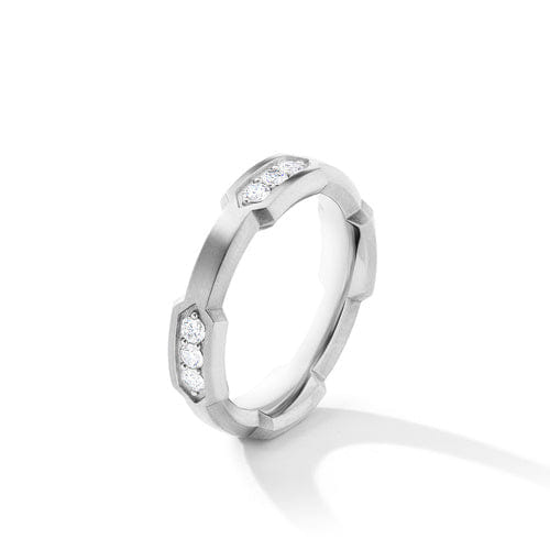 David Yurman Hex Station Band Ring with Pavé Diamonds, Size 10