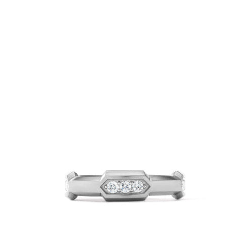 David Yurman Hex Station Band Ring with Pavé Diamonds, Size 10