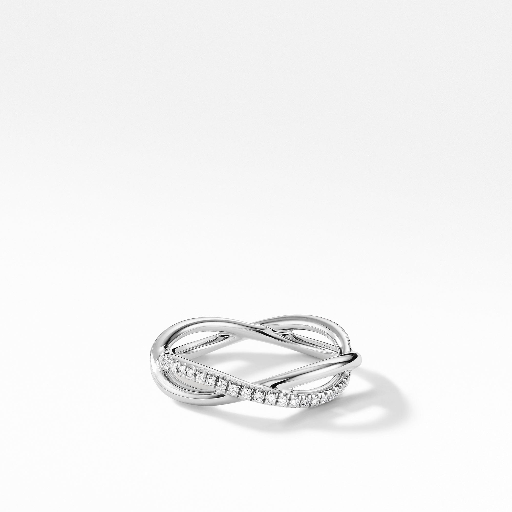 David Yurman Crossover Pavé Diamond Wedding Band Ring in 18K Yellow Gold, Size 7