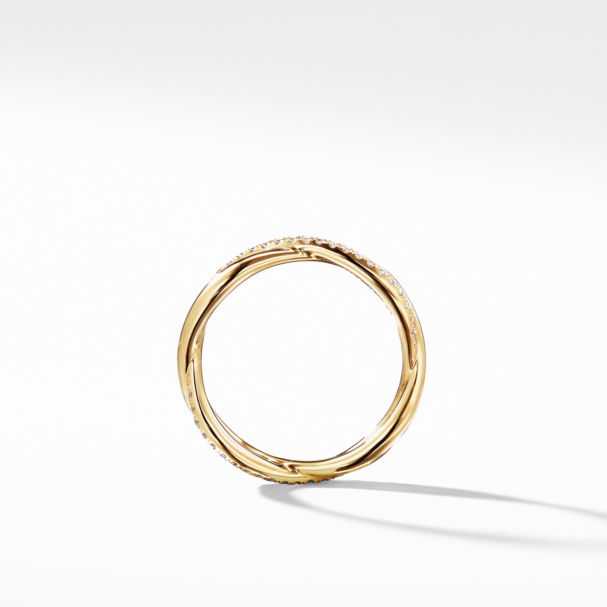 David Yurman Crossover Pavé Diamond Wedding Band Ring in 18K Yellow Gold, Size 6