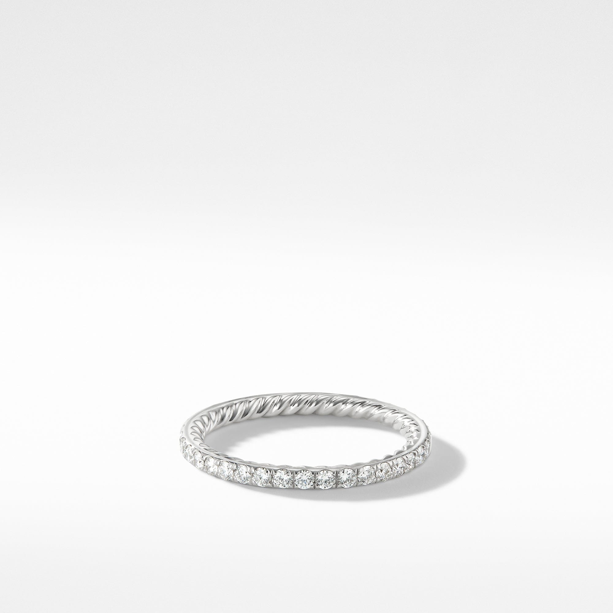 David Yurman Eden 1.85 mm Diamond Pavé Wedding Band Ring in Platinum, Size 6