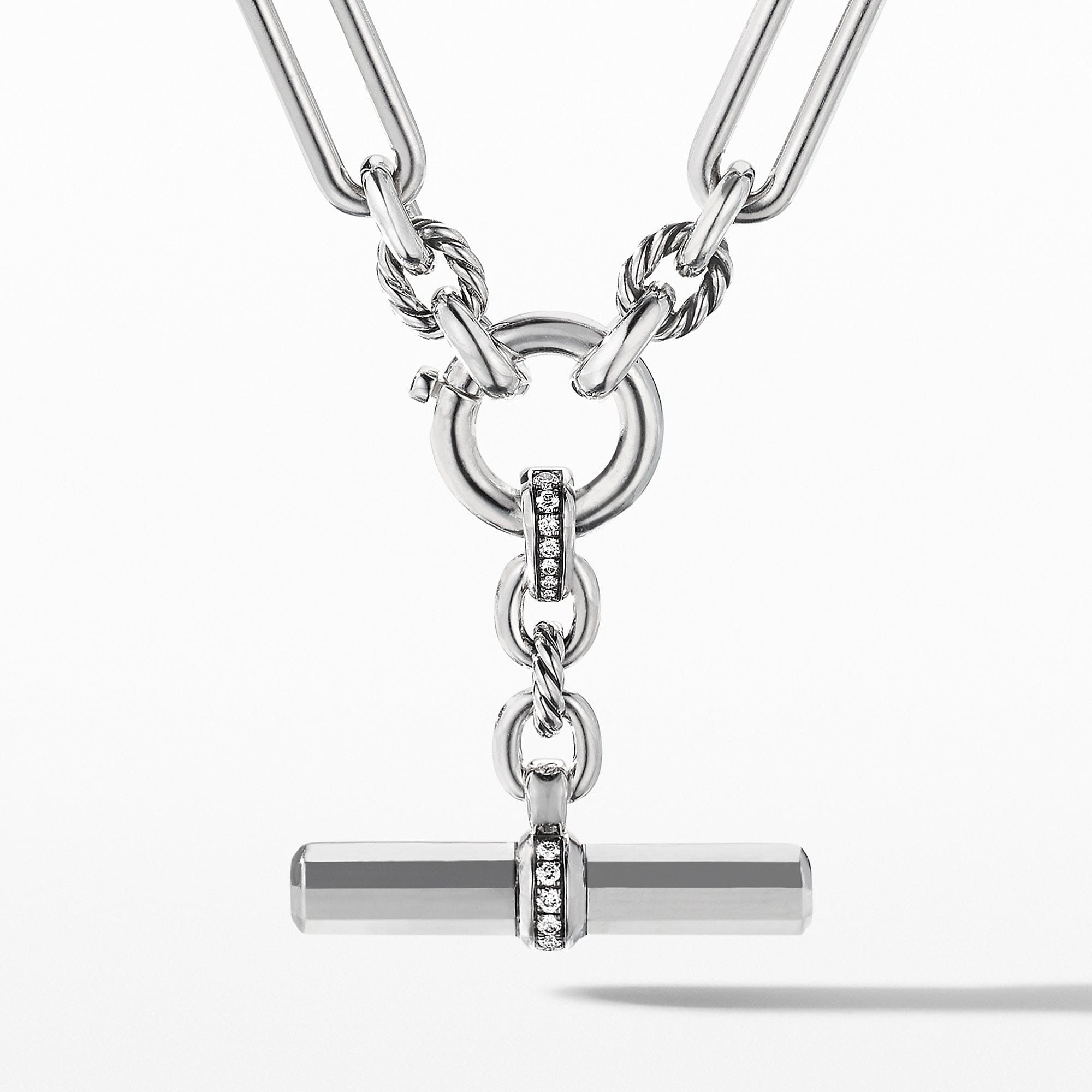 David Yurman Lexington Diamond Chain Link Necklace in Silver, 20" Length