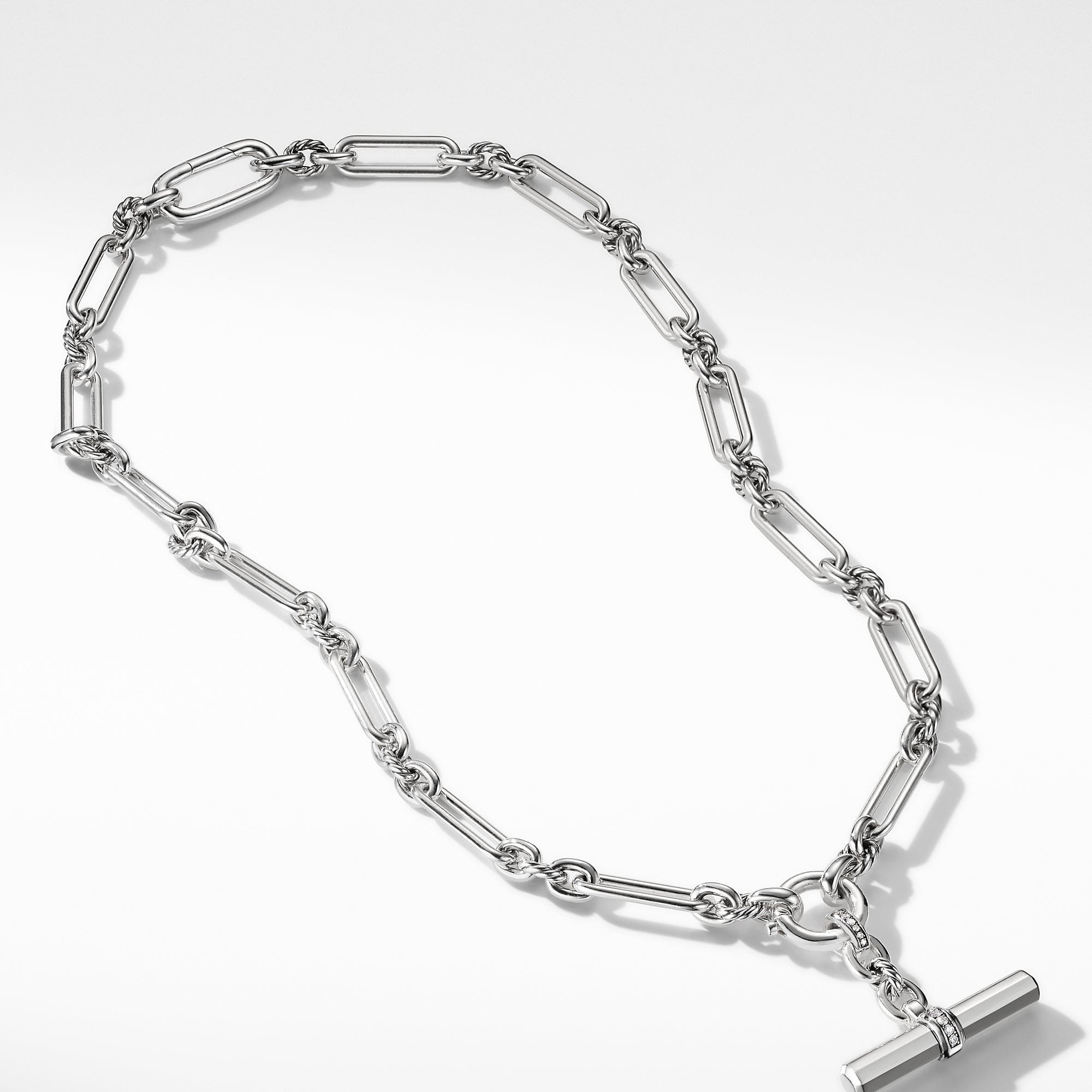 David Yurman Lexington Diamond Chain Link Necklace in Silver, 20" Length