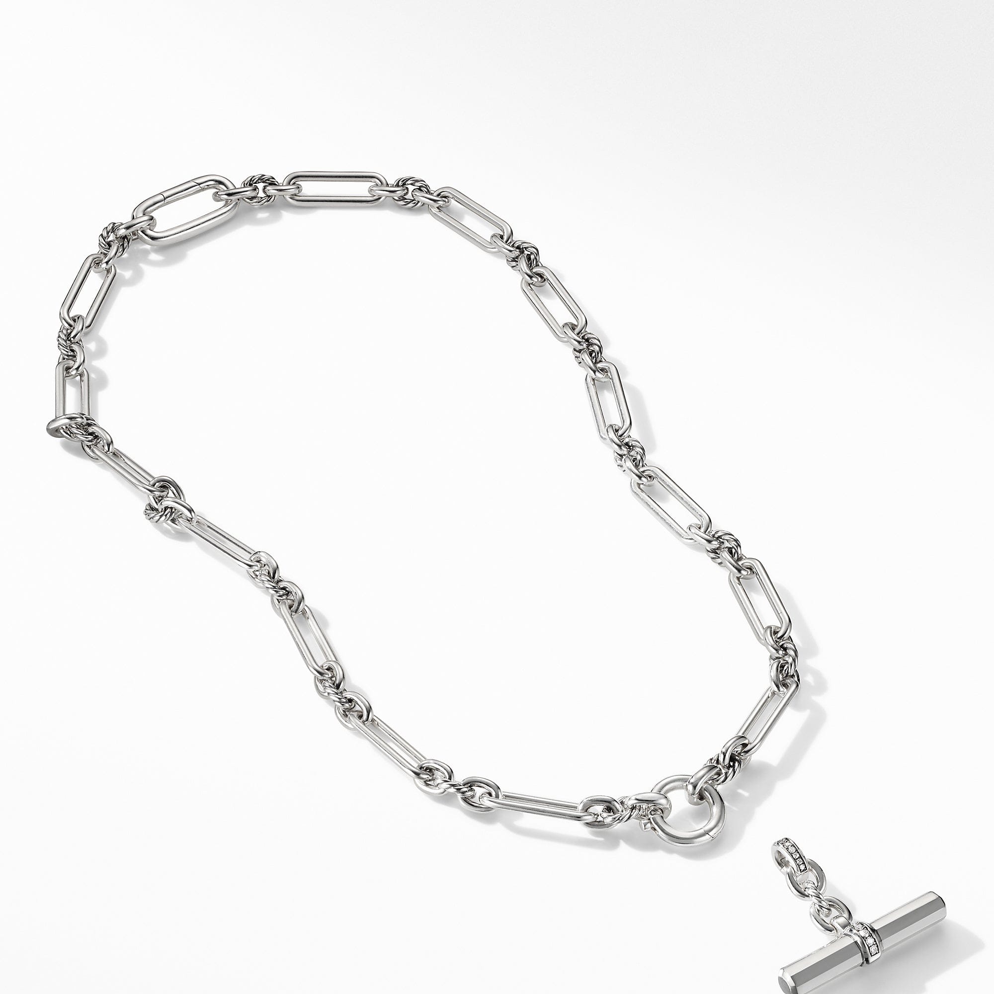 David Yurman Lexington Diamond Chain Link Necklace in Silver, 20" Length