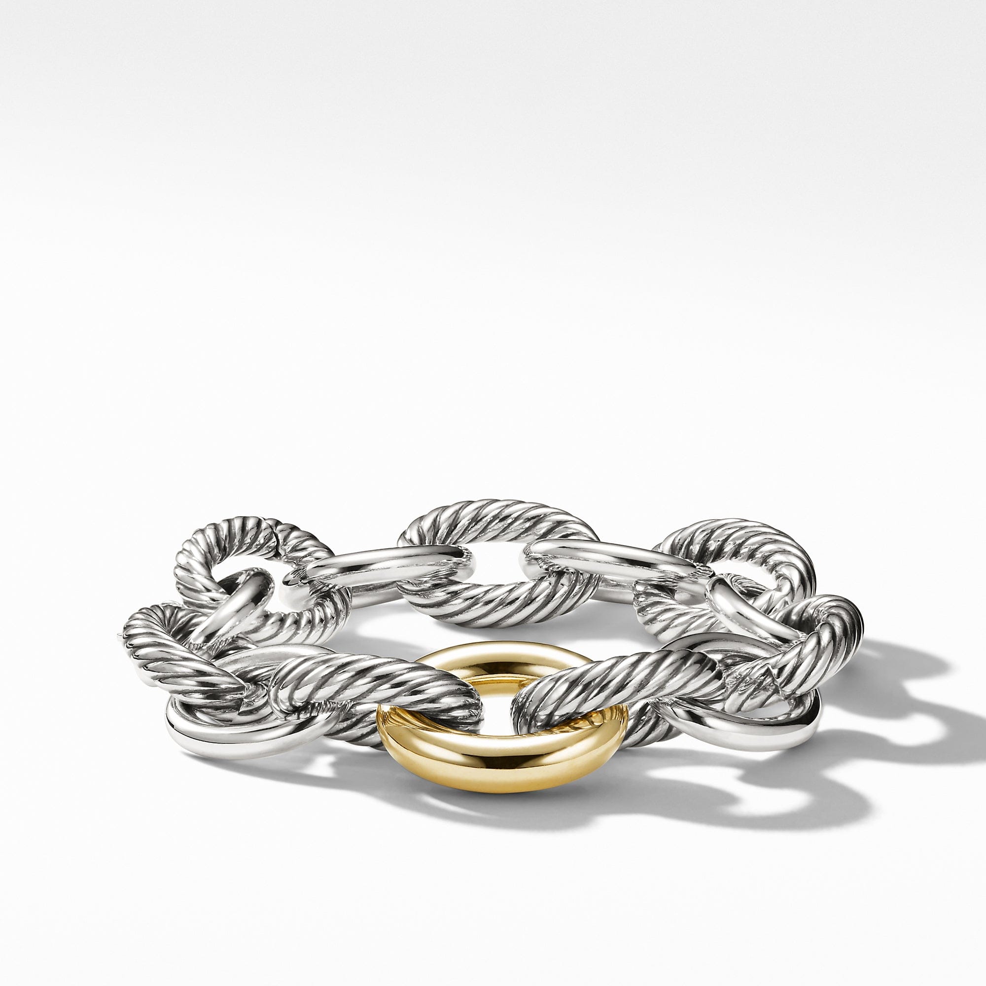 David Yurman Oval Extra - Large Link Bracelet with Gold, 8" Length