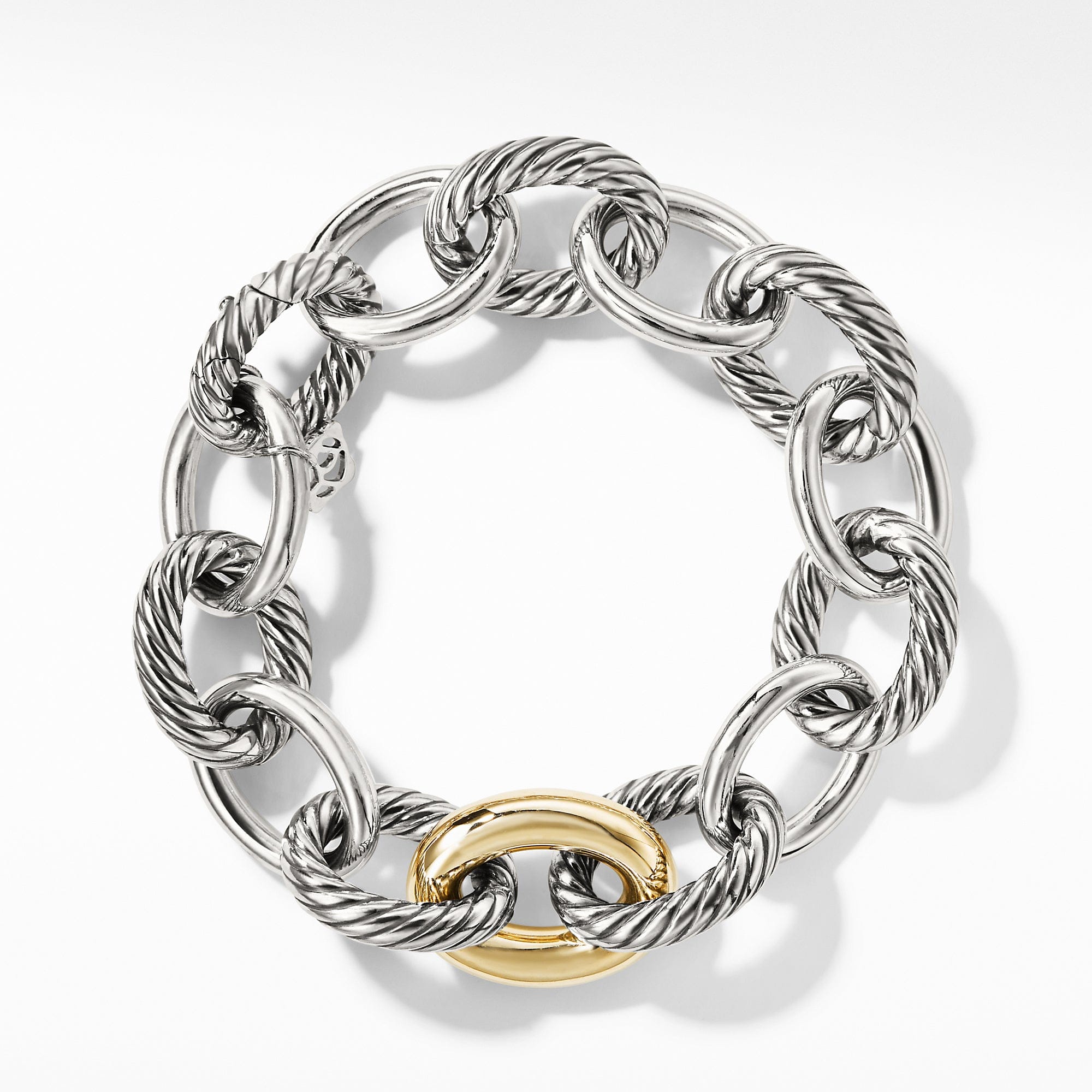 David Yurman Oval Extra - Large Link Bracelet with Gold, 8" Length