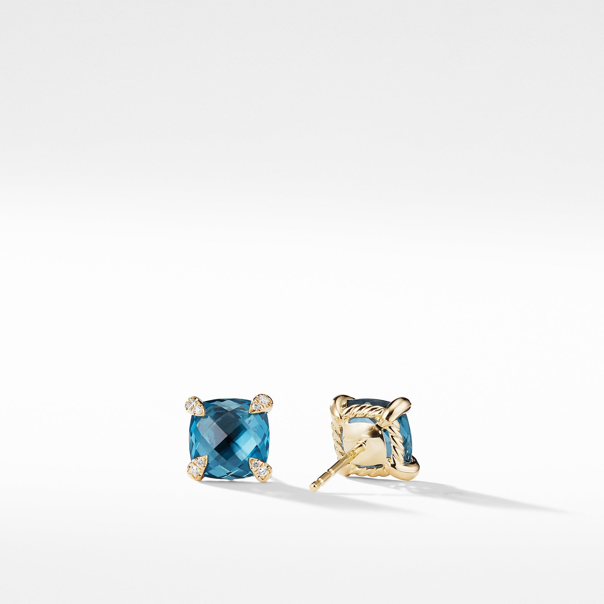 David Yurman Earrings with Hampton Blue Topaz in 18K Gold