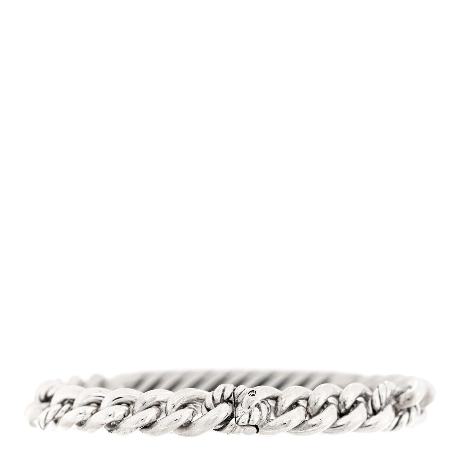 David Yurman Sterling Silver Diamond Pave Single Belmont Curb Link ID Bracelet