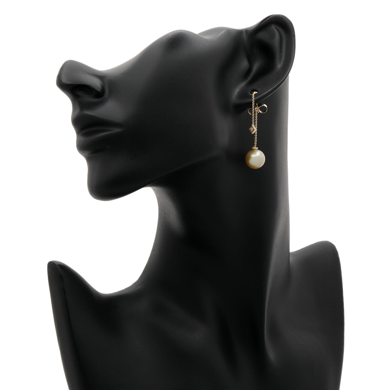 David Yurman 18K Yellow Gold Pearl Diamond Solari Chain Drop Earrings