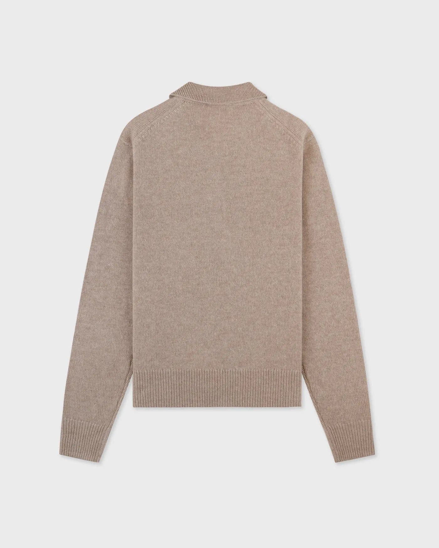 Sporty & Rich SRC Cashmere Long Sleeve Polo in Beige