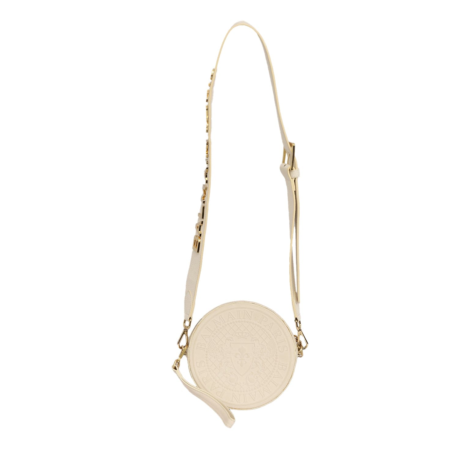 BALMAIN PARIS ROUND LEATHER CROSSBODY BAG