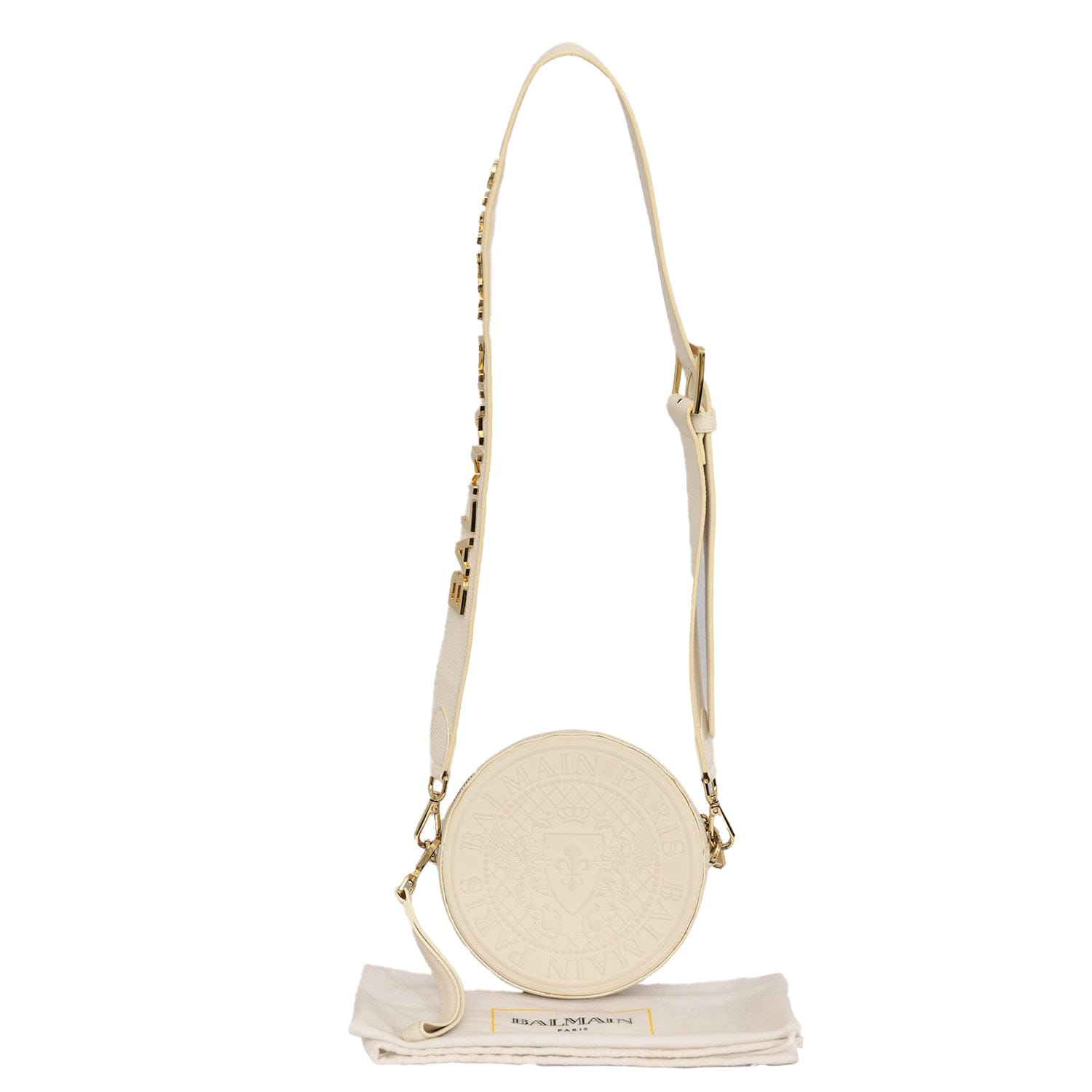 BALMAIN PARIS ROUND LEATHER CROSSBODY BAG