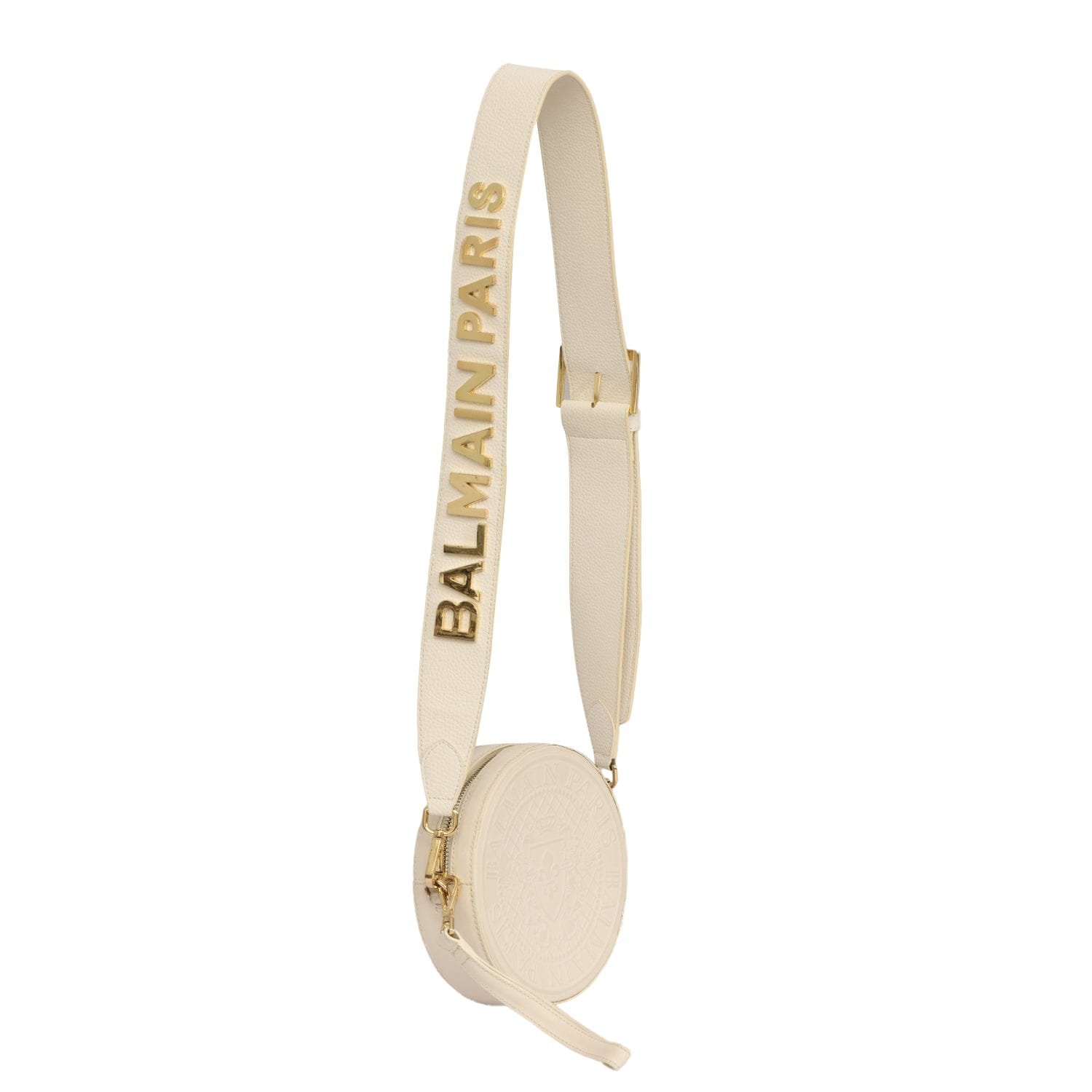 BALMAIN PARIS ROUND LEATHER CROSSBODY BAG