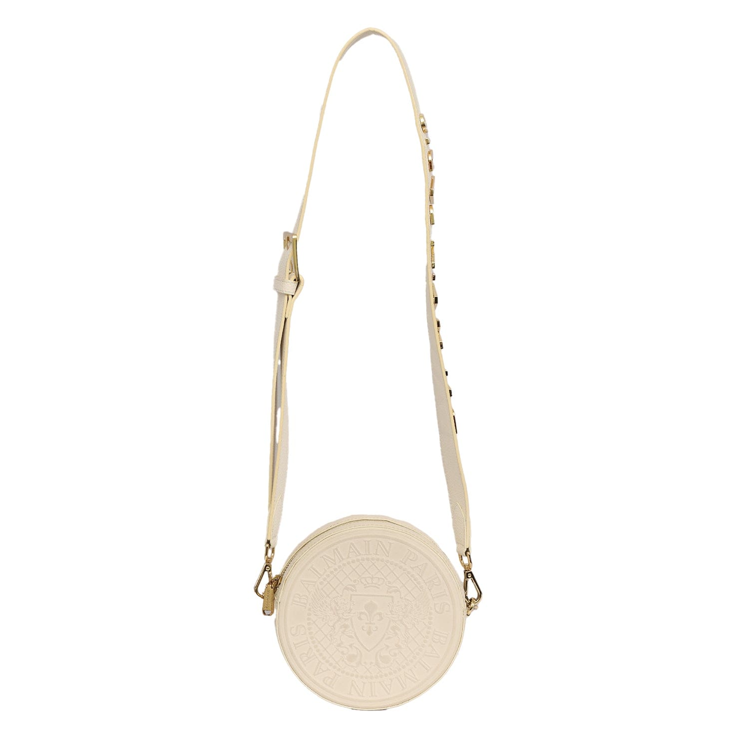 BALMAIN PARIS ROUND LEATHER CROSSBODY BAG